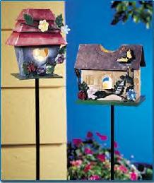 Tin Birdhouse Votive Stakes