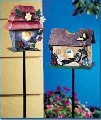 Tin Birdhouse Votive Stakes